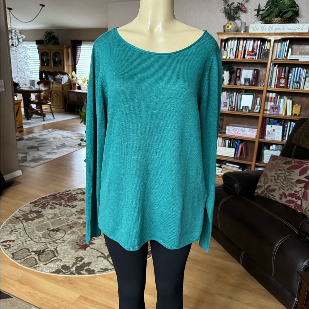 Jade & Ivory green long sleeve sweater-size L